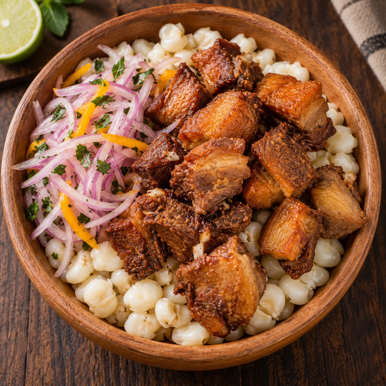 Cajamarca-Style Pork Chicharrón with Mote