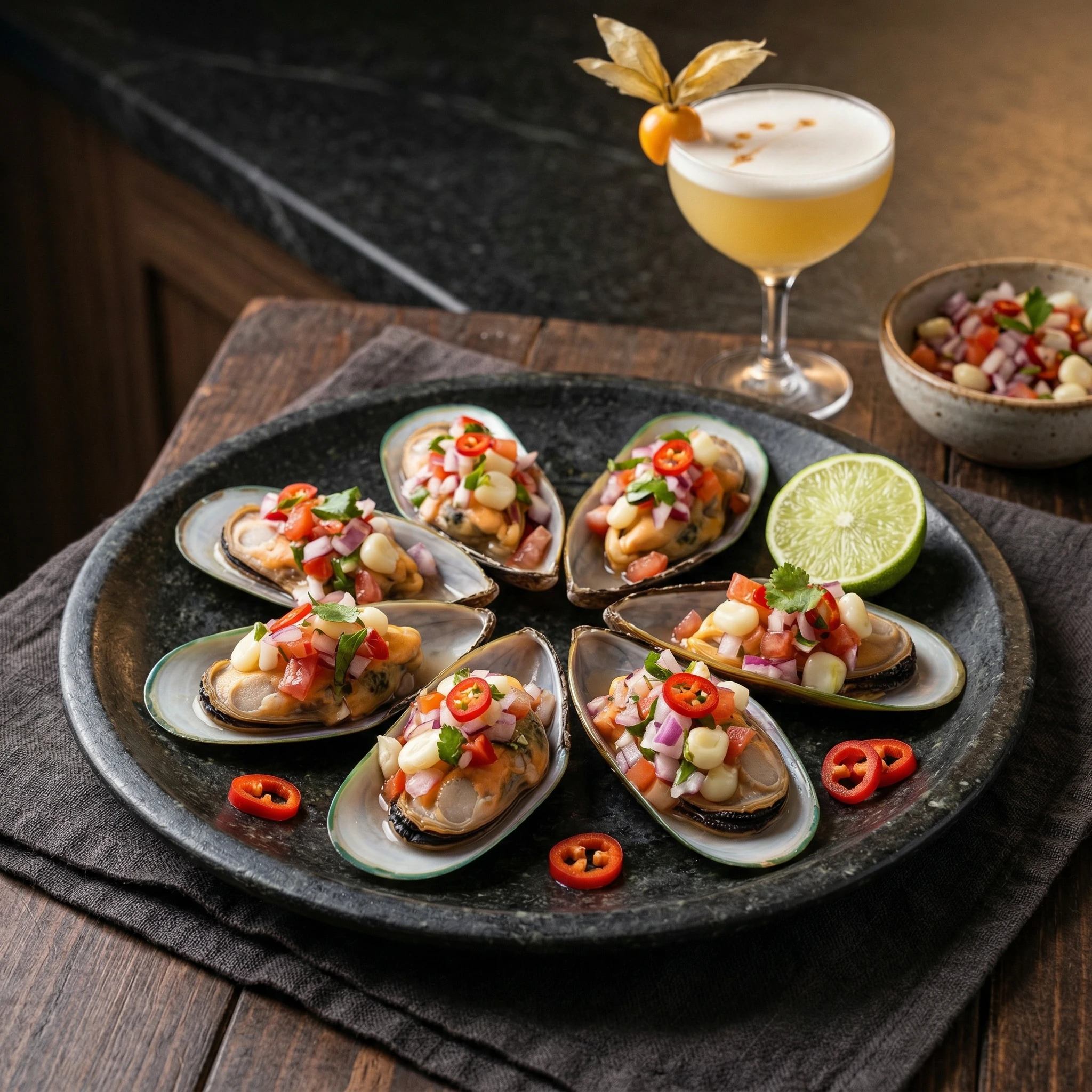 Peruvian Choritos a la Chalaca