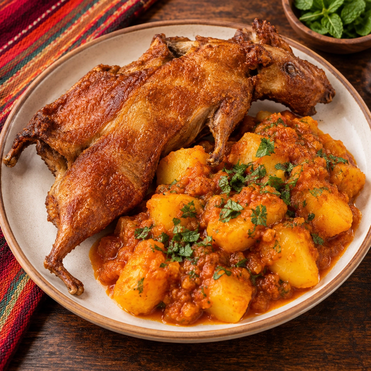 Cajamarca-Style Fried Guinea Pig with Spicy Potatoes