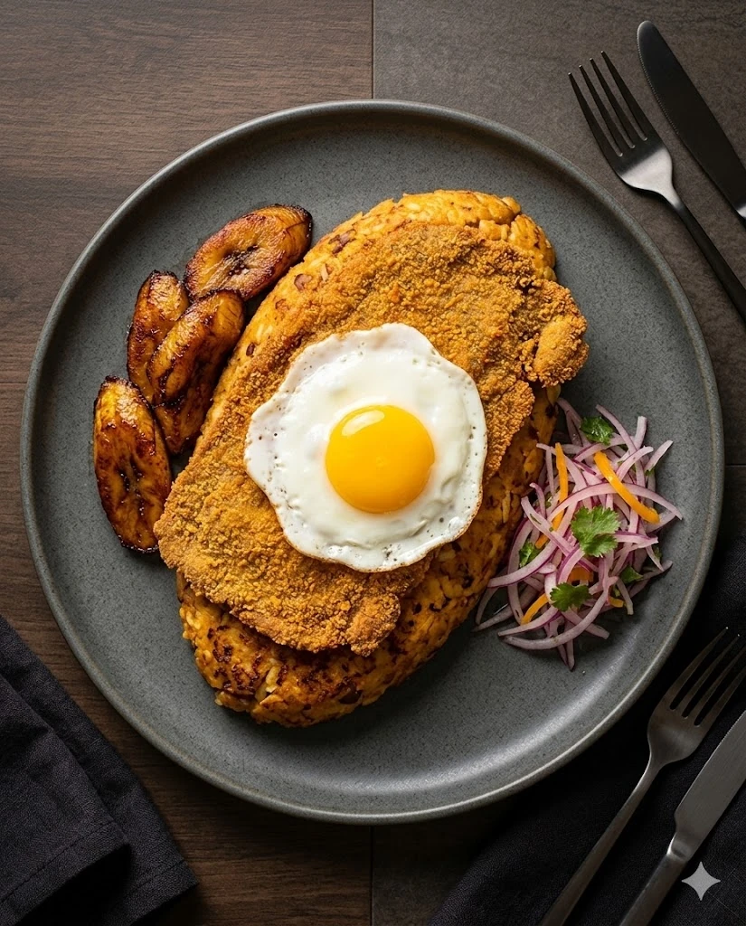 Tacu Tacu with Breaded Beef Sábana